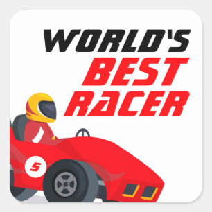 World's Best Racer Race Car Birthday Party Square Sticker