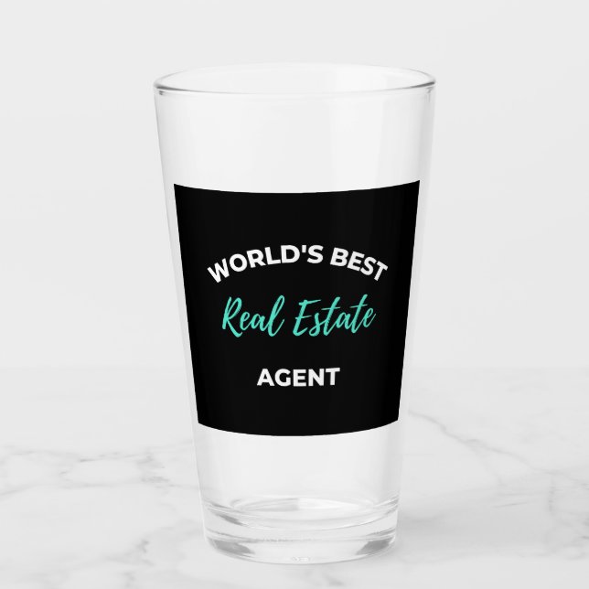 World's Best Real Estate Agent Glass (Front)