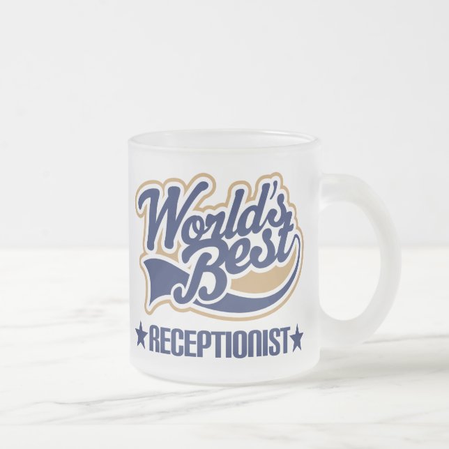 Worlds Best Receptionist Frosted Glass Coffee Mug (Right)
