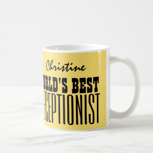 Worlds Best RECEPTIONIST Gold and Black V04 Coffee Mug