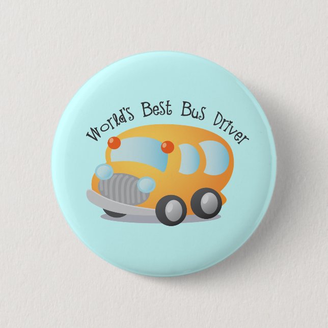 World's Best School Bus Driver Gift Pinback Button (Front)