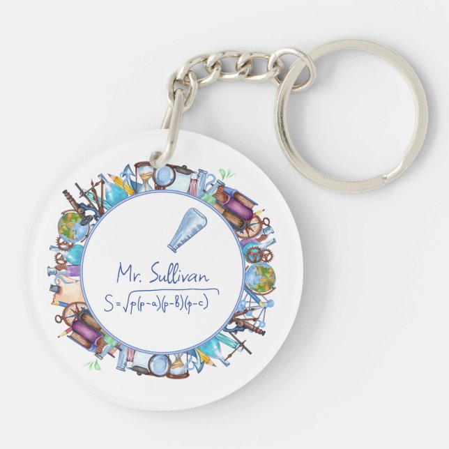 World's Best Science Teacher Custom Text  Keychain (Back)