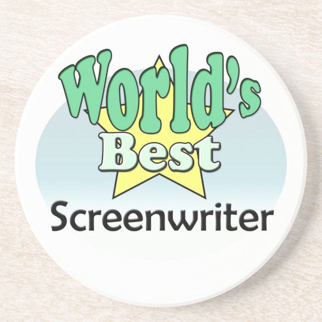 World's best Screenwriter Sandstone Coaster (Front)