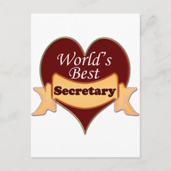 World's Best Secretary Postcard by occupationalgifts at Zazzle