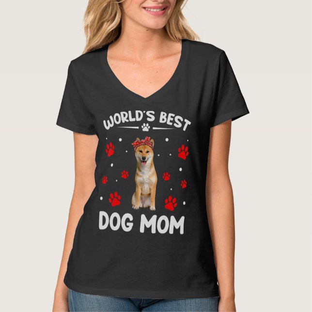 World's Best Shiba Inu Dog Mom Funny Mother's Day T-Shirt (Front)