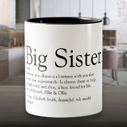 World&#39;s Best Sister Definition Black and White Fun Two-Tone Coffee Mug