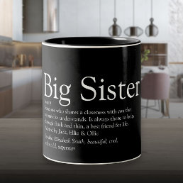 World&#39;s Best Sister Definition Black and White Fun Two-Tone Coffee Mug