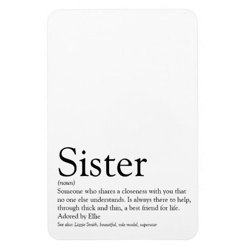 Worlds Best Sister Definition Black and White Magnet