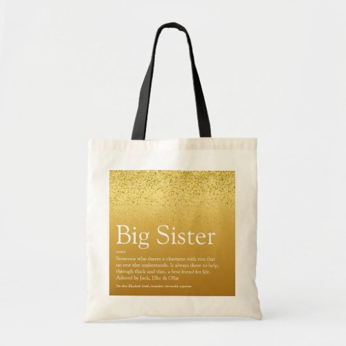 Worlds Best Sister Definition Gold Glitter Glam Tote Bag