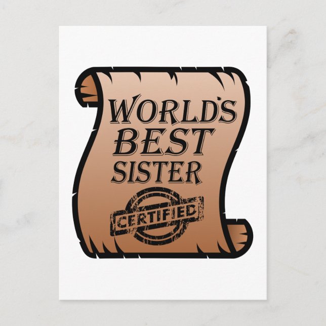 World's Best Sister Funny Certificate Postcard (Front)