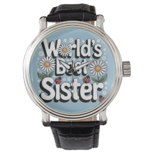 World's Best Sister Graphic: Retro Daisy & Ladybug Watch