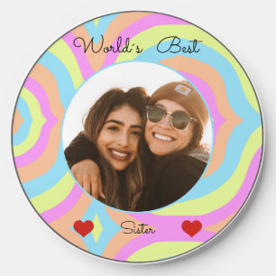 World's best sister Heart Retro Stylish Wireless Charger
