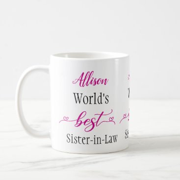 World's Best Sister-in-Law Pink Heart Personalized Coffee Mug