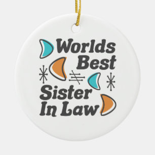 Worlds Best Sister-In-Law Retro Ceramic Ornament
