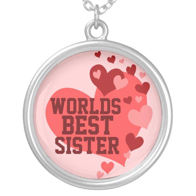 Worlds Best Sister (or any name) Silver Plated Necklace (Front)