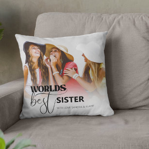 Worlds Best Sister   Photo Throw Pillow