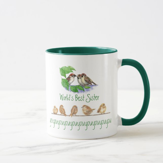 Worlds Best Sister Sparrow Family Mug (Right)