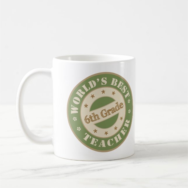 Worlds Best Sixth Grade Teacher Coffee Mug (Left)