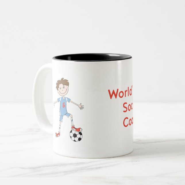 World's Best Soccer Coach Two-Tone Coffee Mug (Front Left)