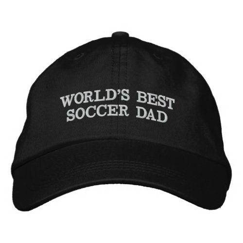 Worlds Best Soccer Dad custom modern black white Embroidered Baseball Cap