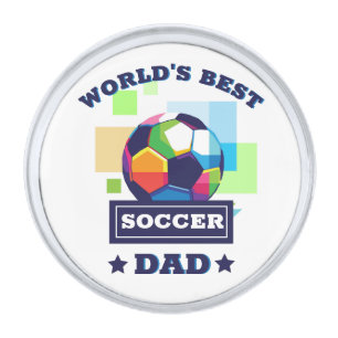 World's Best Soccer Dad Father's Day Gift Silver Finish Lapel Pin