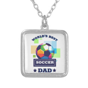 World's Best Soccer Dad Father's Day Silver Plated Necklace