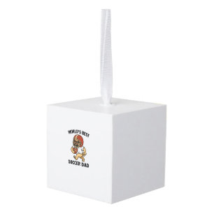 World's Best Soccer Dad - Pug player Cube Ornament