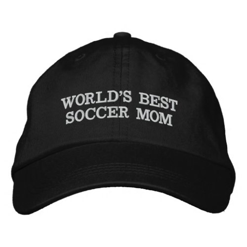 Worlds Best Soccer Mom black white custom modern Embroidered Baseball Cap