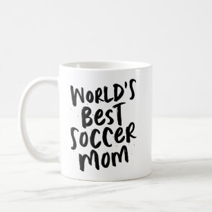 World's best soccer mom cool trendy black type coffee mug