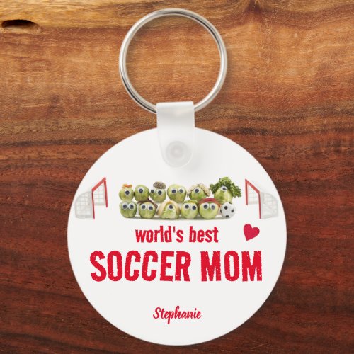 Worlds best soccer mom trendy funny keychain