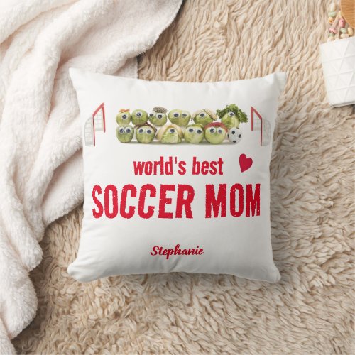 Worlds best soccer mom trendy funny throw pillow
