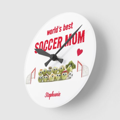 Worlds best soccer mom trendy funny wall clock