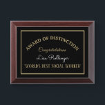 World's Best Social Worker Award Plaque<br><div class="desc">Great gift for special social worker</div>