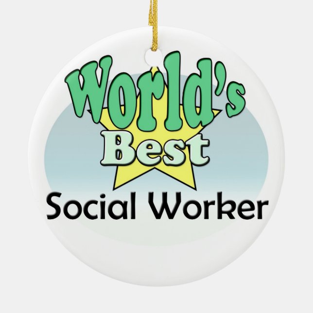 World's best Social Worker Ceramic Ornament (Back)