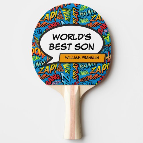 Worlds Best Son Cool Funny Comic Book Modern Ping Pong Paddle