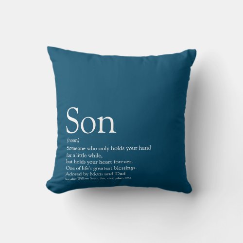 Worlds Best Son Definition Modern Blue Throw Pillow