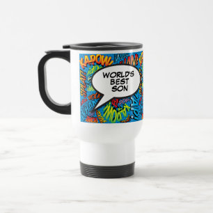 World's Best Son Fun Cool Modern Colorful Comic Travel Mug