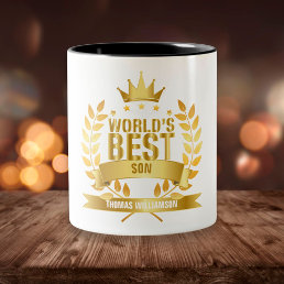 World&#39;s Best Son Fun Gold Two-Tone Coffee Mug
