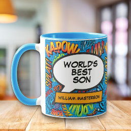 World&#39;s Best Son Fun Retro Comic Book Pop Art Mug