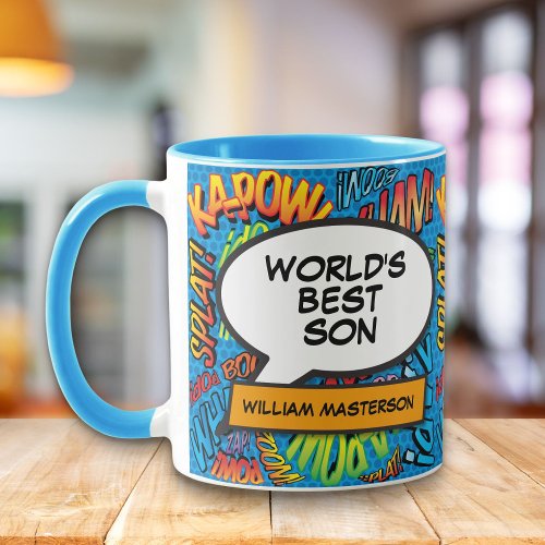 Worlds Best Son Fun Retro Comic Book Pop Art Mug