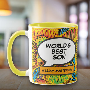 World's Best Son Modern Cool Fun Colorful Comic Mug