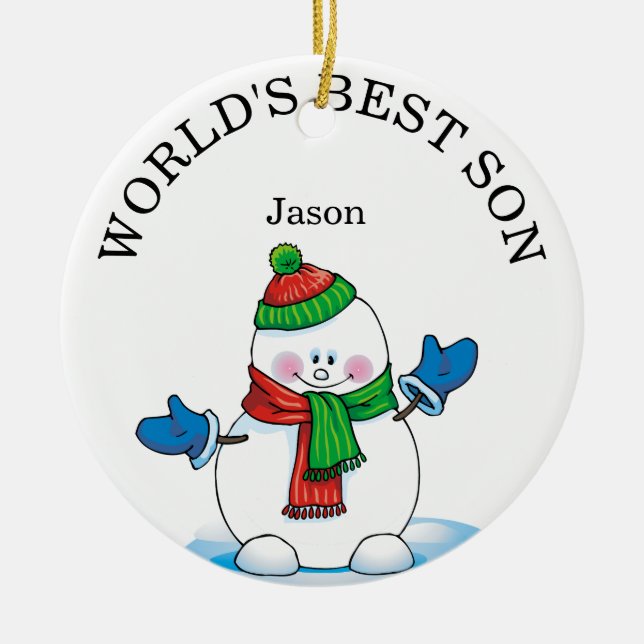 World's Best Son Snowman Christmas   Ceramic Ornament (Front)