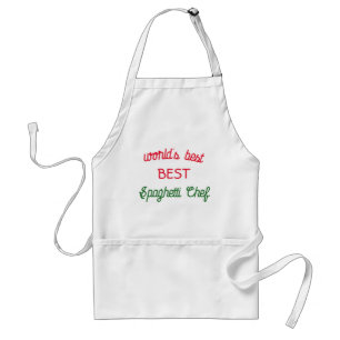 World's Best Spaghetti Chef - red white green Adult Apron