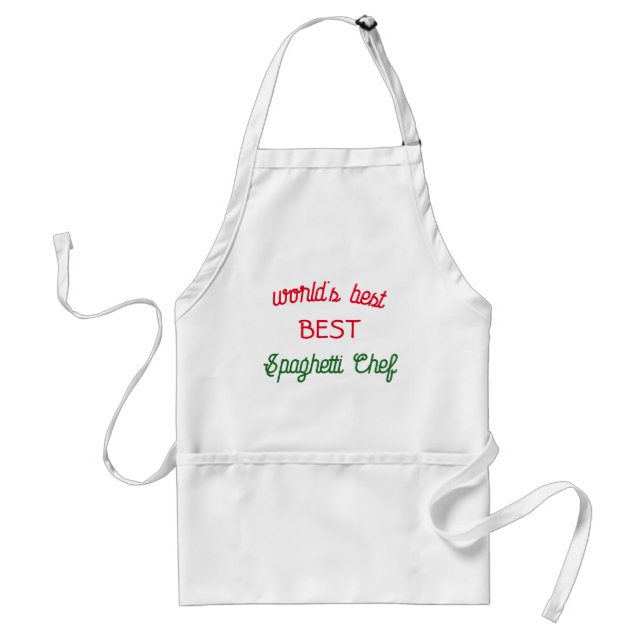 World's Best Spaghetti Chef   -  red white green Adult Apron (Front)