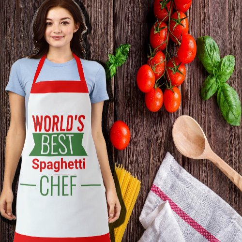 Worlds Best Spaghetti   Chef   _  red white green Apron