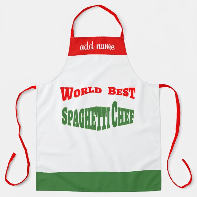 World's Best spaghetti Chef - red white green  Apron (Front)