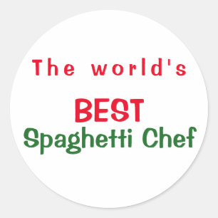 World's Best Spaghetti Chef - red white green Classic Round Sticker