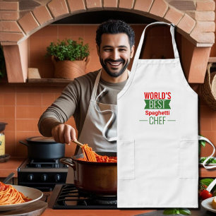 World's Best Spaghetti Chef - red white green Long Apron