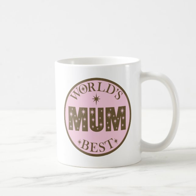 Worlds Best Star Circle Pink Mum Mug (Right)