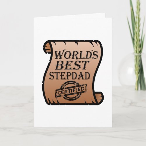 Worlds Best Stepdad Certified Certificate Funny Card